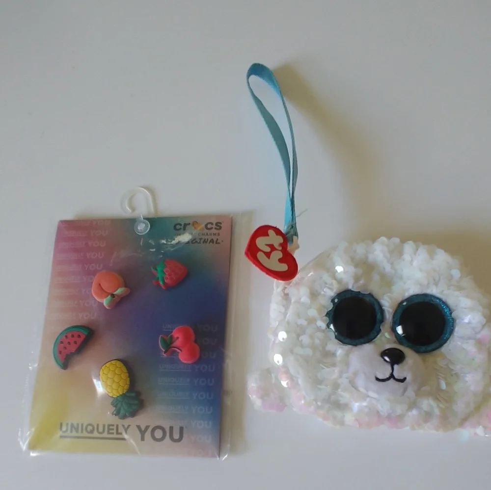 CROCS Fruit Jibbitz & TY Plush Coin Seal Purse